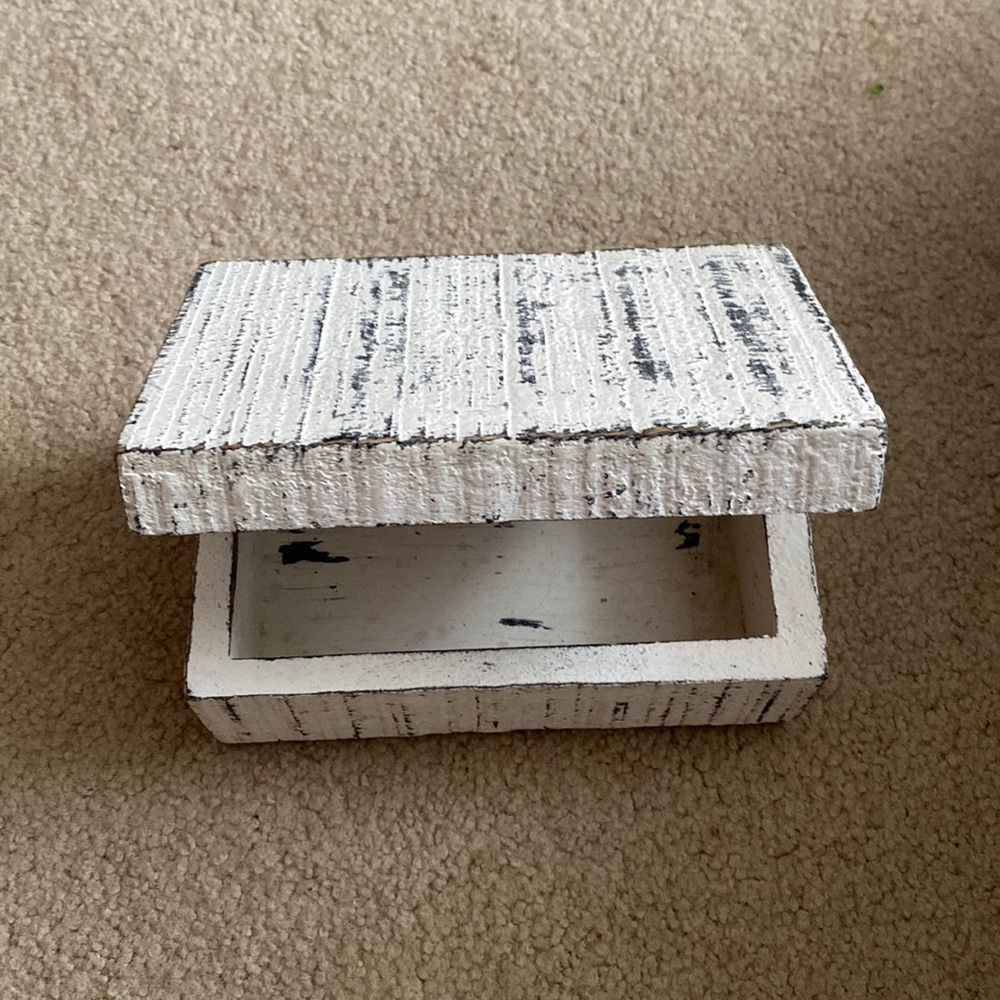 Distressed White Wooden Box